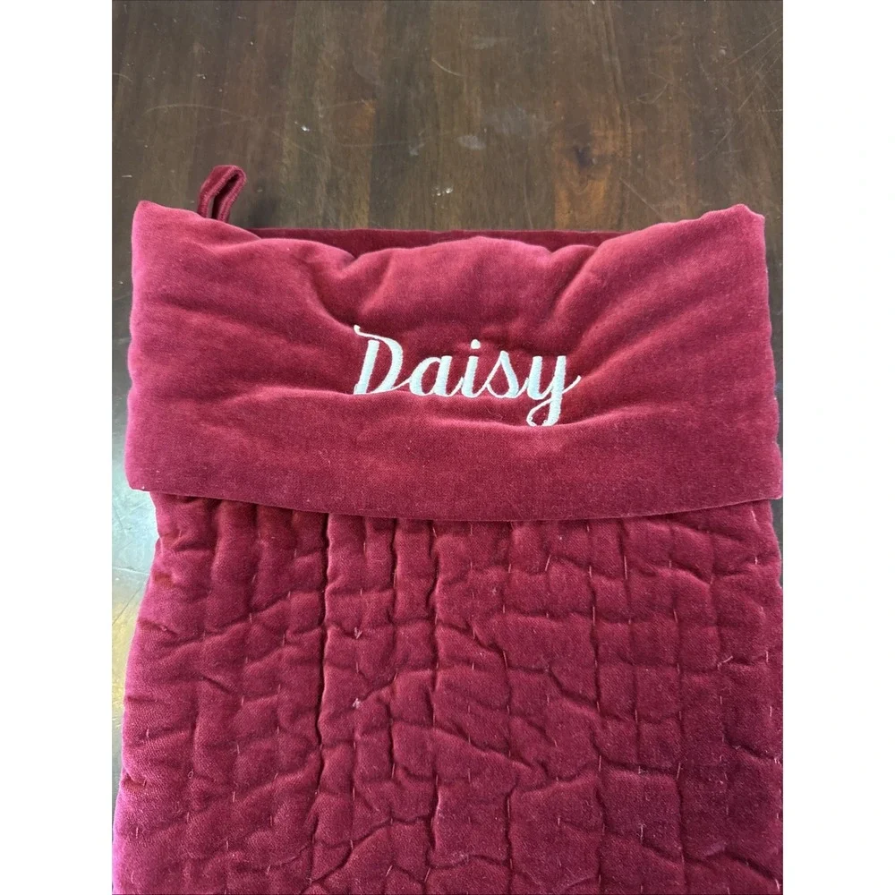 Pottery Barn Kids‎ Teen Christmas Stocking DAISY Monogram Red Velvet Large Read